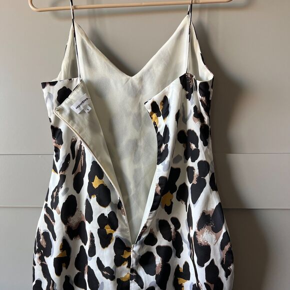Revolve Super Down Slip Dress Women White Black Small Animal Print V Neck Lined - Picture 7 of 16